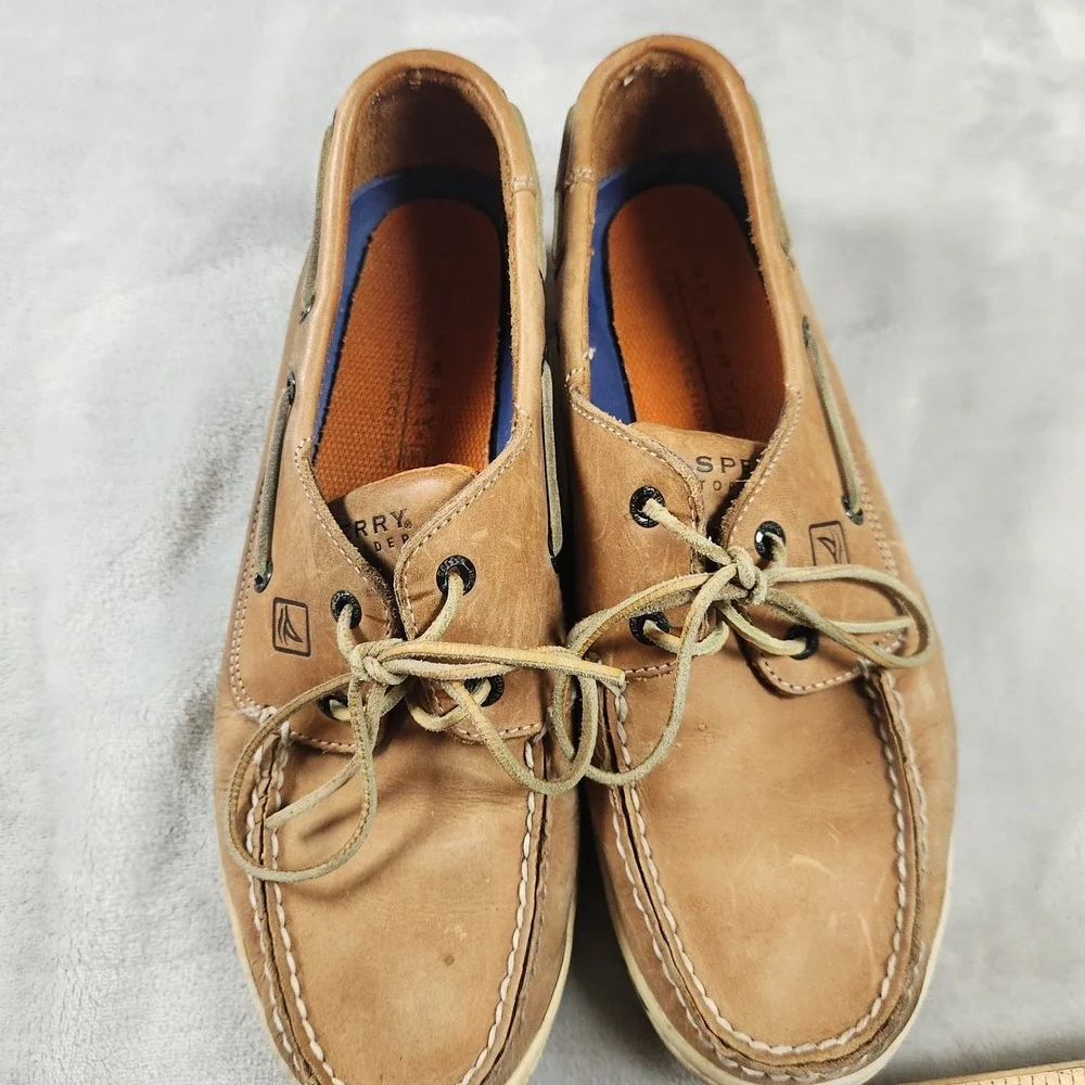 Sperry Top-Sider Gold Cup A/O 2-Eye Boat Shoes Mens 10.5 M In Tan Brown Leather